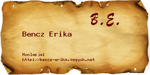 Bencz Erika névjegykártya